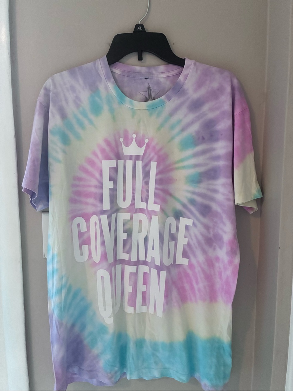 Jeffree Star Full Coverage Queen Tie-Dye Tee - Pastel Rainbow Large